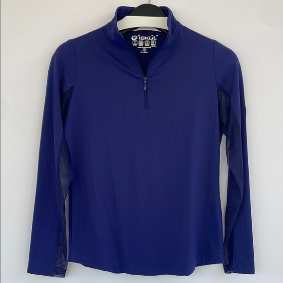 IBKÜL 1/4 Zip Pullover Athletic Quick Dry Top Mesh Sleeves UPF 50 in Blue XS - Picture 4 of 17